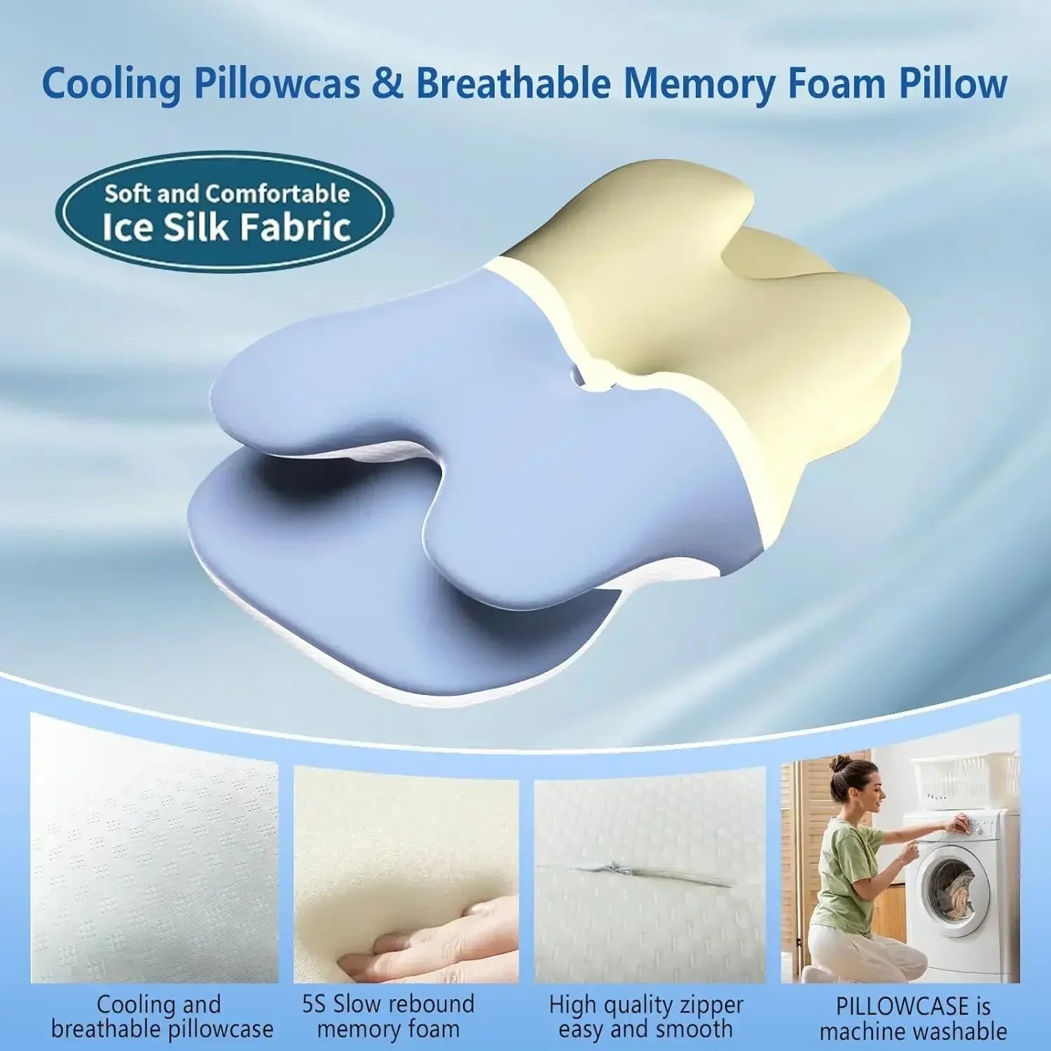 Ergonomic Cervical Pillow Memory Foam for Back Side Sleepers