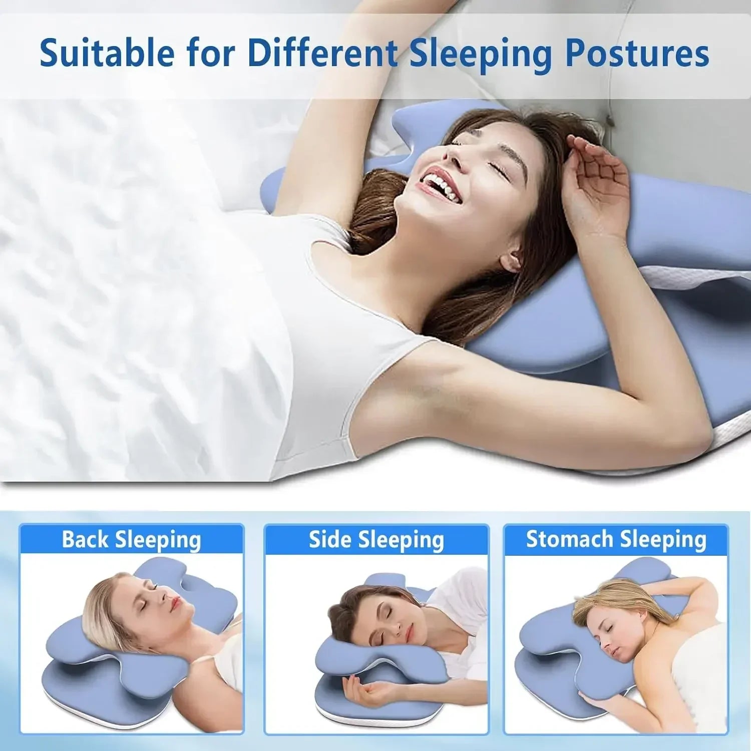 Ergonomic Cervical Pillow Memory Foam for Back Side Sleepers