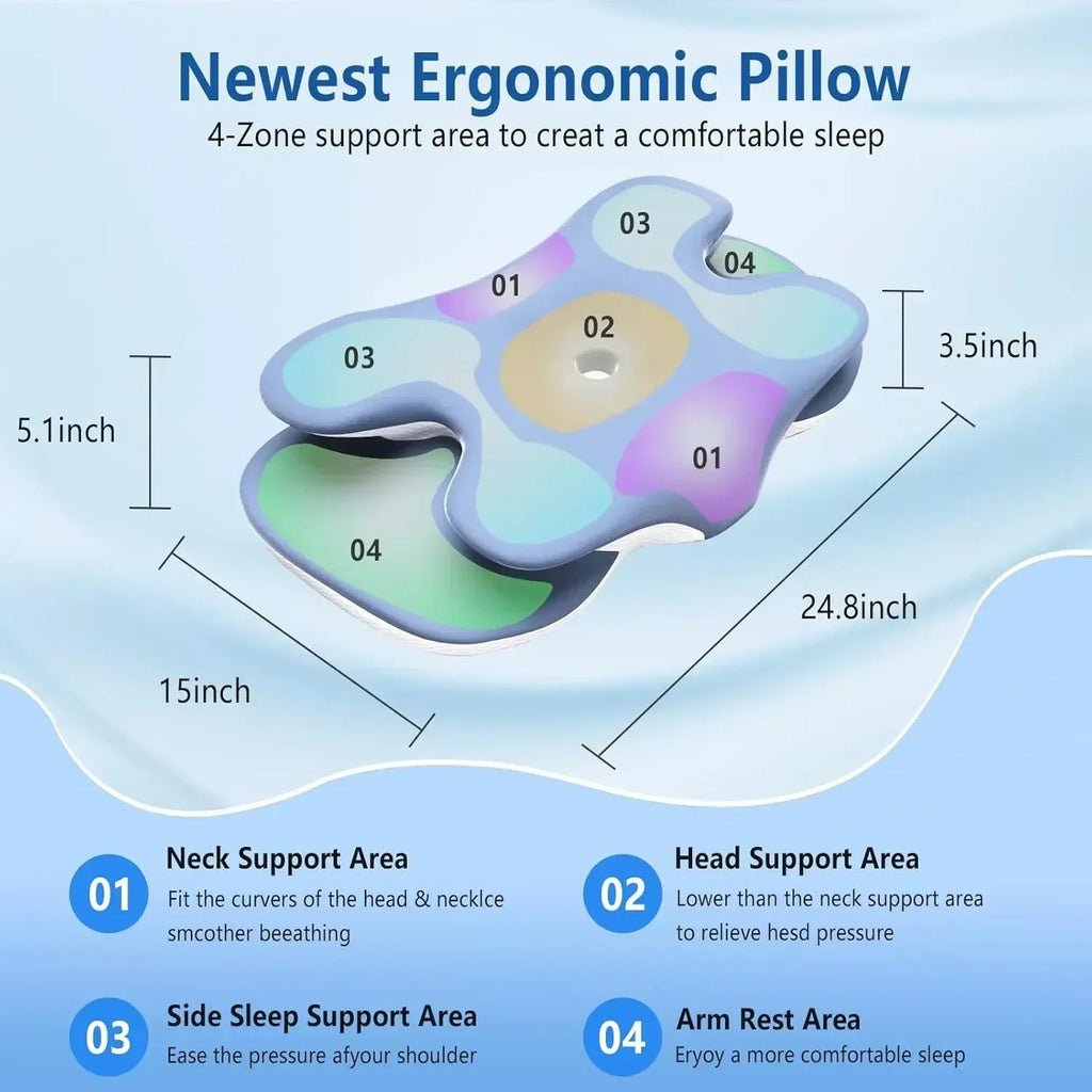 Ergonomic Cervical Pillow Memory Foam for Back Side Sleepers